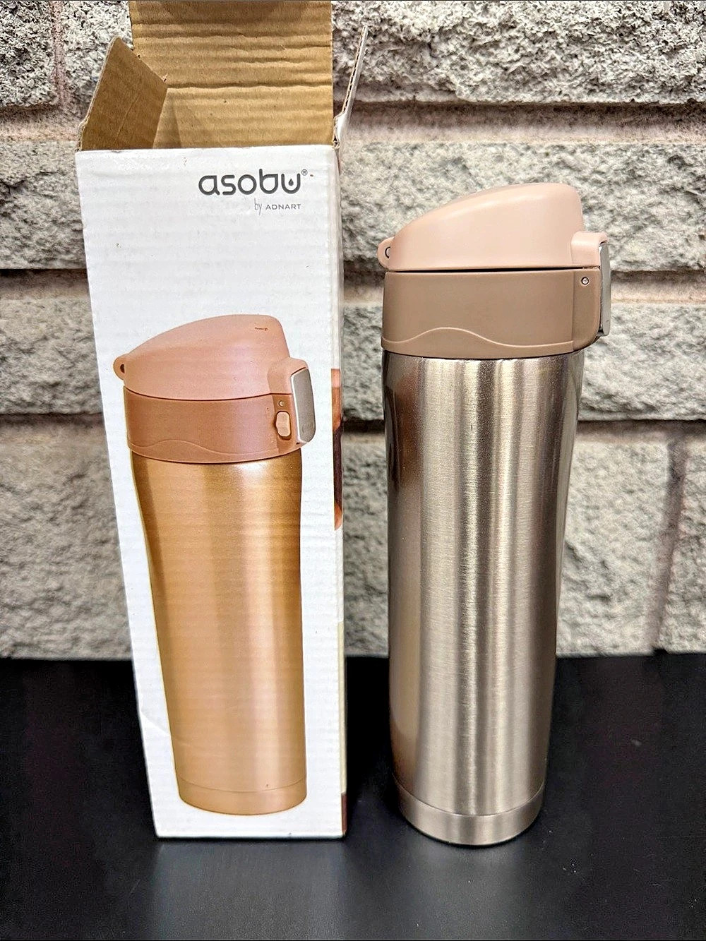 Asobu Diva Vacuum Cafe Cup Brown & Silver